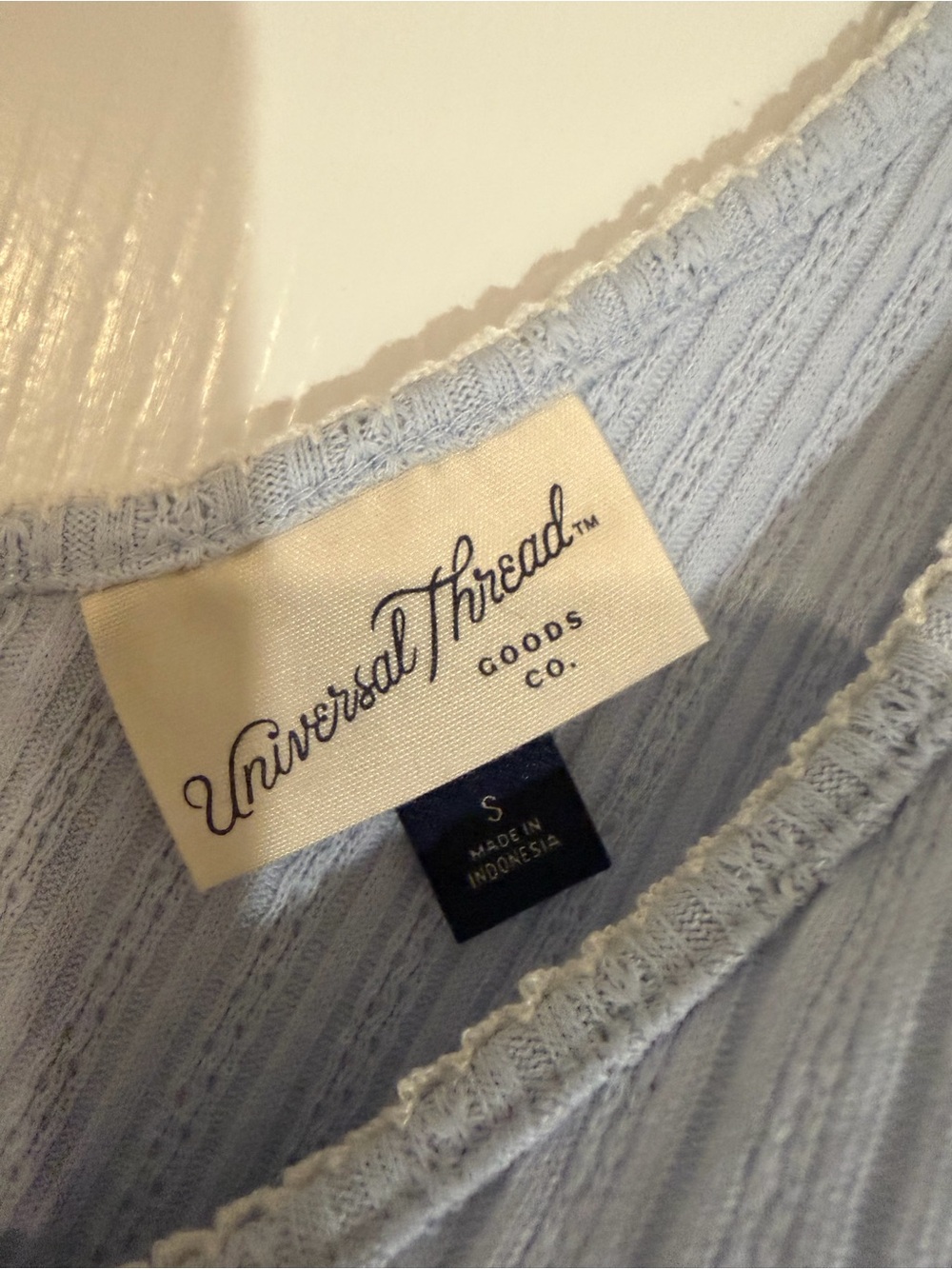 Universal Thread Light Blue Ribbed V-Neck Tank Top - Picture 3 of 4